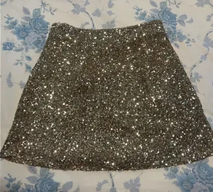 Gold sequin mini skirt thumbnail 1