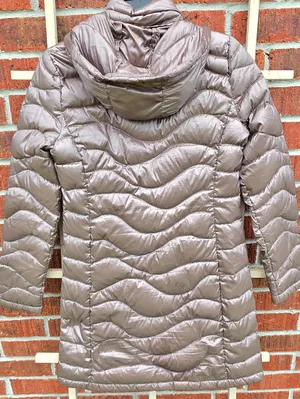 Andrew Marc Packable Lightweight Premium Down Puffer Coat Long Midi XS Bronze thumbnail 12