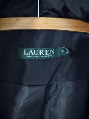 Ralph Lauren Navy Quilted Puffer Coat with Gold RL Logo Button, Size S thumbnail 6