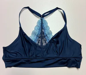 Aerie Navy Blue Lace Strap Bralette Womens Large Ajustable Lined Racerback thumbnail 1
