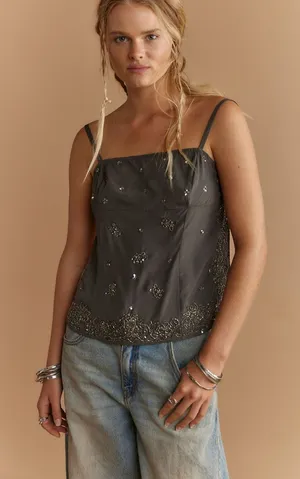 Free People Hot Sauce Embellished Tank- size Large thumbnail 1