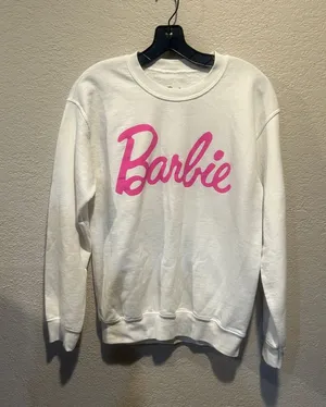 Barbie White Sweatshirt with Hot Pink Script Logo thumbnail 1