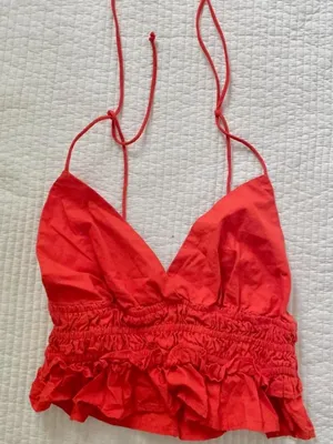 Sim & Sam red ruffle tank top thumbnail 1