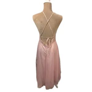 Cupshe Madison Beach Wedding Honeymoon Tulle Tie Back Maxi Dress Pink Sz M thumbnail 8