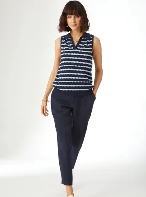 Principles Sleeveless Navy and Light Blue Striped Polo Tank Top Size Small thumbnail 2