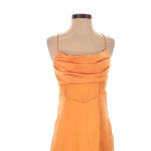 Hello Molly Golden Thoughts Orange Maxi Dress Cowl Neck Lace Up Back Size 4 thumbnail 3