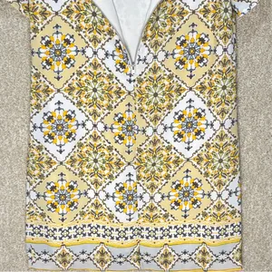 Lulus yellow pattern dress spring summer‎ xs relaxed fit short sleeves maximal thumbnail 6