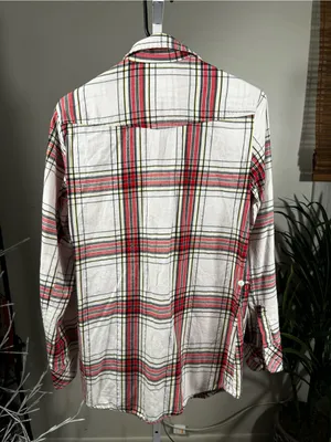 P349. Matchstick - Vintage Style Plaid Button-Up Shirt in Cream & Red thumbnail 4