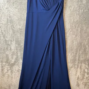 Tadashi Shoji Sho Navy Blue Sleeveless Gown Elegant Draped Evening‎ Formal Sz XS thumbnail 5