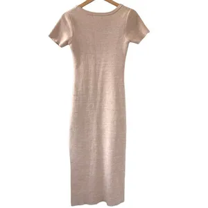 Forever‎ 21 Nude Pink Side Slit Ribbed Short Sleeve Silhouette Dress Size M thumbnail 3
