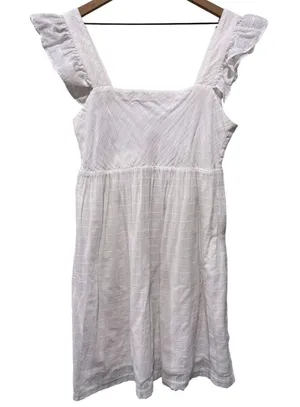 Vineyard Vines Dress White Sz M Flutter Sleeve Mini Coastal Preppy Resort thumbnail 1
