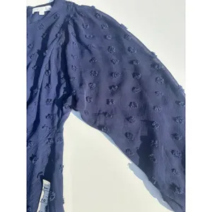 Anthropologie Eri + Ali Michaela Textured Swiss Dot Midi Navy Dress 2 thumbnail 5