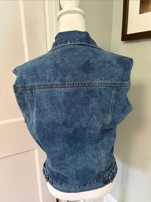 Vintage Open Trails Blue Denim Vest Classic Sleeveless Jean Jacket size M 8/10 thumbnail 4