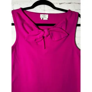 Kate Spade New York‎ Pink Bow Neck Sleeveless Top Fuchsia Cotton Blend Size M thumbnail 3