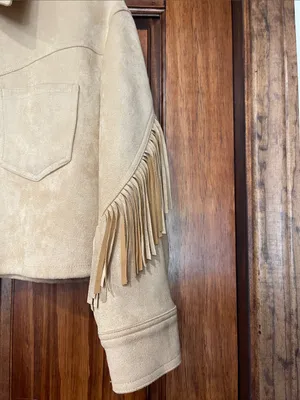 Forever 21 Tan Suede-Inspired Cropped Fringe Bomber Jacket thumbnail 2