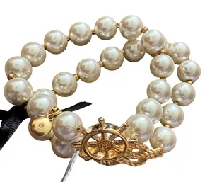 J.Crew Set of Two Nautical Pearl Bracelet Ship Wheel Knot‎ Gold AX372 NWT thumbnail 1