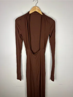 Helsa Revolve Brown Jersey Backless Maxi Dress Women’s Sz XS thumbnail 6