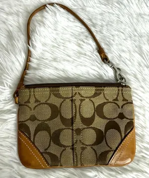 y2k COACH Tan Brown Khaki Canvas Wristlet thumbnail 1