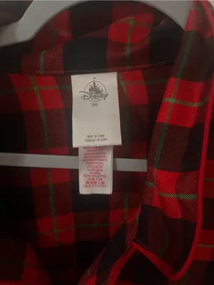 Disney Red and Black Plaid Pajama Button-Down with Mickey Embroidery thumbnail 2
