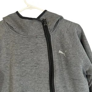 Puma Gray Full Zip Hooded Cozy Cotton Blend Athletic Casual Jacket Women Sz M thumbnail 6