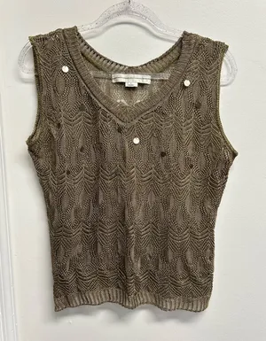 Bettie Page Nutmeg Knit Tank Top Green Size L thumbnail 1