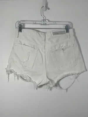 Grlfrnd Women’s Size 27 Cindy Distressed White Denim Shorts 100% Cotton USA Made thumbnail 2