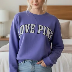 PINK Victorias Secret embroidered letters purple long sleeve crewneck sweater thumbnail 4