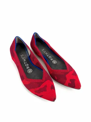 ROTHY’S Red Camo Knit Point Toe Slip On Limited Edition Ballet Flat Casual Shoes thumbnail 2