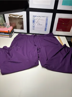 Healing Hands HH Works Women’s Renee Jogger Purple Scrub Pants EUC Size 2X thumbnail 4