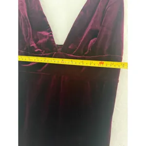 Lulus Velvet Mini Dress Womens Large Burgundy Wine Deep V-Neck Cocktail Party L thumbnail 3