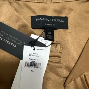 Banana Republic Womens XL Bronze Gold Satin Classic Fit Button Down Blouse‎ NWT thumbnail 3