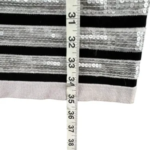 Renee C Sequin Sweater Dress Womens M‎ White Black Stripe Silver Party Holiday thumbnail 9