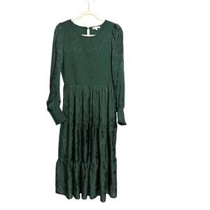 Baltic‎ Born Stockholm Smocked Maxi Dress Dark Green sz XL thumbnail 4