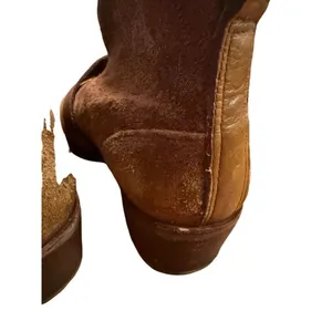Ugg W Wright Belted Shearling‎ Lined Chestnut Leather Suede Ankle Boots Sz 7 thumbnail 6