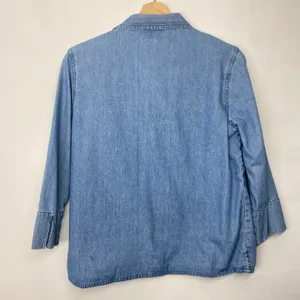 Vintage Blue Floral Denim Button Top Shirt Size Medium thumbnail 3