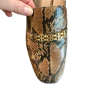Tory Burch Jessa Snake Embossed Leather Loafer Pumps Block Heel 9.5M thumbnail 11