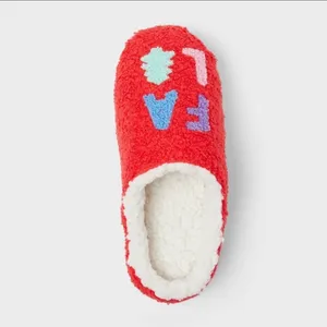 Red Holiday Fa La La Sherpa‎ Lined Slippers Women's Size L thumbnail 7