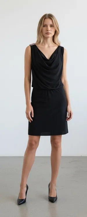 White House Black Market V-Neck Formal Dress with Crystal Shoulder Accents 4 thumbnail 1