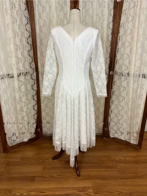 Beautiful Vintage 90s Western Collection Tea Length Wedding Dress thumbnail 8