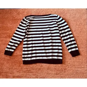Lark Lane Striped Sweater Size L Black White Embellished Knit thumbnail 6