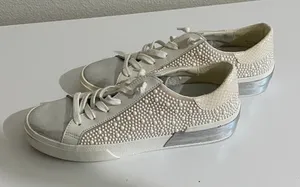 White and Silver Studded Sneakers Size 7 thumbnail 1
