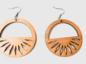 Artisan Wooden Sunrise Earrings thumbnail 1