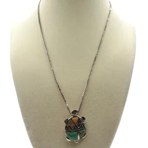 Carolyn Pollack Relios Sterling‎ Silver Turtle Pendant Brooch Necklace Southwest thumbnail 2