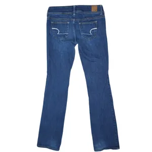 American Eagle Slim Boot Jeans Women 2 Long Blue Stretch Low Rise Y2K Distressed thumbnail 2