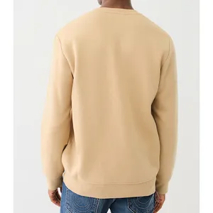 True Religion Embossed Arch Logo Sweatshirt Beige Soft Fleece Lined Size Medium thumbnail 2