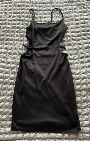 Women's Black Cutout Slip Dress - Classic Minimalist Style thumbnail 1