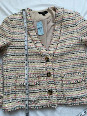 Ann Taylor Multi-Color Tweed Button-Front Blazer thumbnail 9