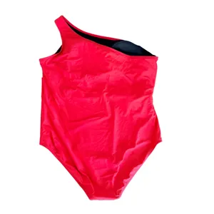 Coastal‎ Blue Womens 3X Red One Shoulder Side Tie Ruched One Piece Swimsuit thumbnail 4