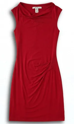Max Studio Red Cowl Neck Ruched Sheath Dress Sleeveless XS 1905T56 thumbnail 1