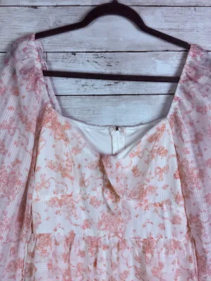 Altar’d State Peach Floral Long Sleeve Mini Dress thumbnail 2